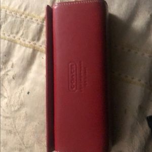 Coach red leather eyeglass case
